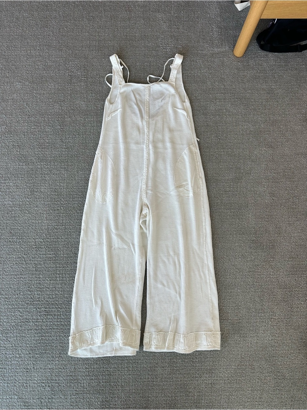 Free People FP One Callie Relaxed Wide-Leg Cream Jumpsuit with Pockets